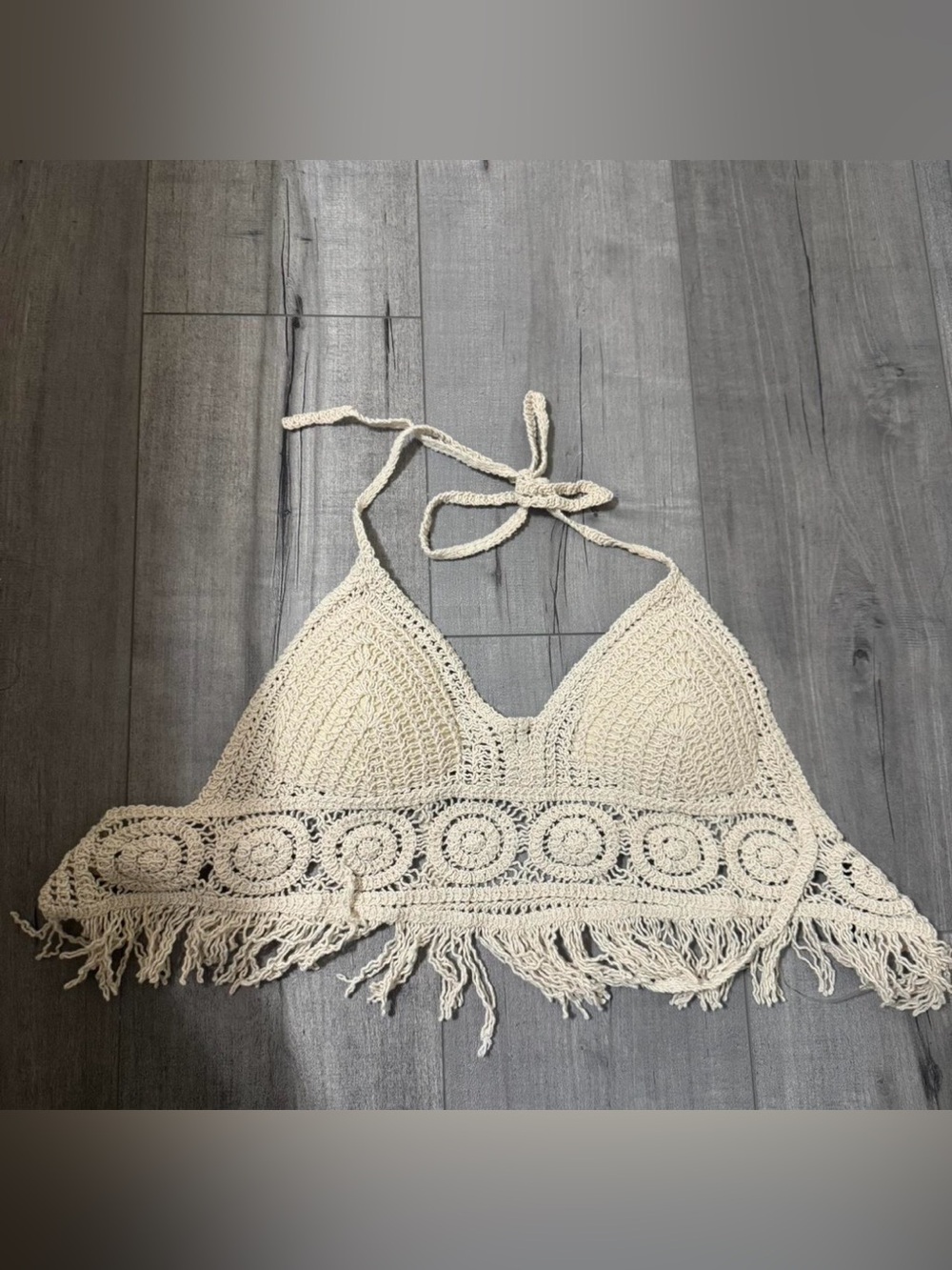 Toska Crochet Open-Knit Top in Cream